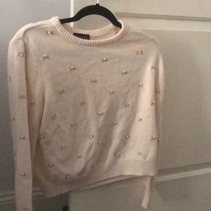 Pink Sweater with Pearls